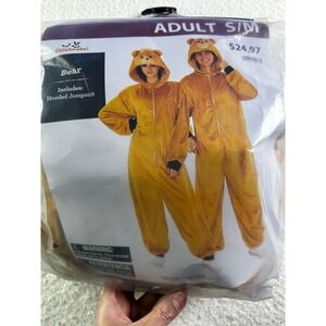 Adult S/M Celebrate! Bear‎ Costume Hooded Jumpsuit One Piece Comfy Wear NEW